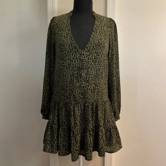 🤍 Leopard Print Chiffon Above Knee Dress - Picture 2 of 7